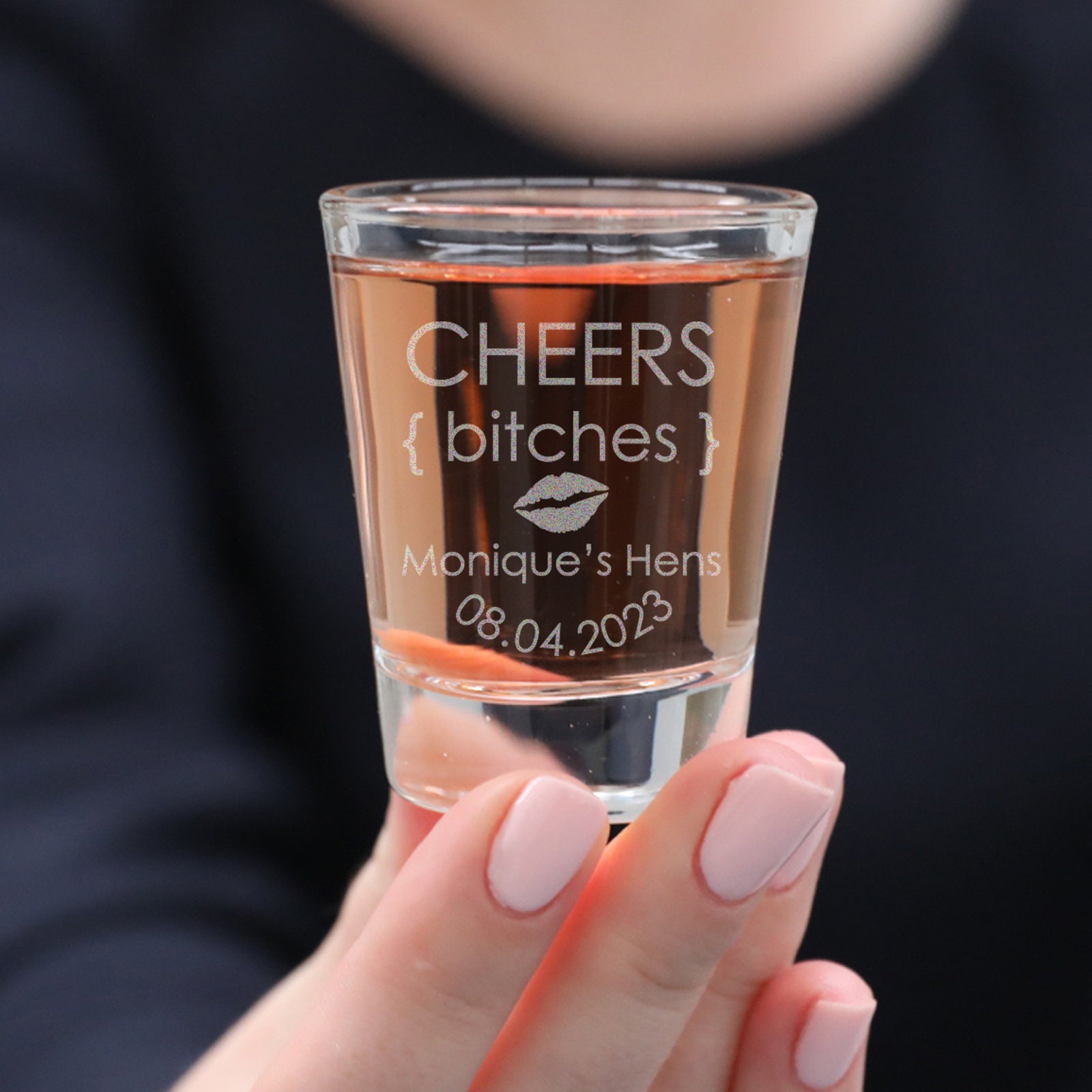Personalised Hens Party Shot Glass – Custom Engraved Name or Initials Monogram Bachelorette Shot Glasses for 1 10 25 or 50 Guests