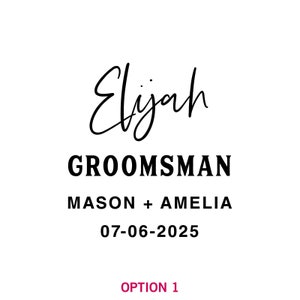 Groomsmen Name Whiskey Glass Personalised Engraved Initials Premium European Wedding Groomsman Groom Best Man Scotch Bourbon Glasses Option 1