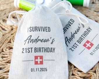 Personalised Birthday Hangover Kit – Custom Printed Survival Bag – 18th, 21st, 30th, 40th or 50th Party Recovery Gift