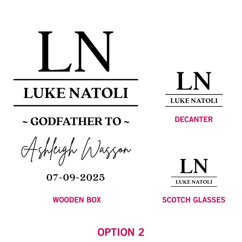 Godfather Name Decanter Set Personalised Engraved Whiskey Decanter