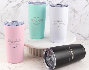 Teacher Personalised Travel Mug 590ml – Custom Engraved Insulated Coffee Cup – Teacher Appreciation, End of Term or Christmas Gift