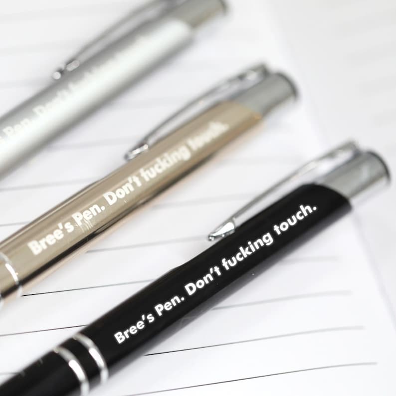 Don't Touch My Pen Engraved Designer Silver Gold or - Etsy