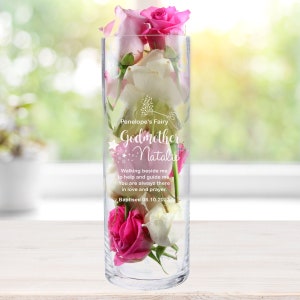 Godparent Name Vase  - Personalised Engraved Monogrammed Initials  Christening Baptism Naming Day Godmother Godfather Glass Vases