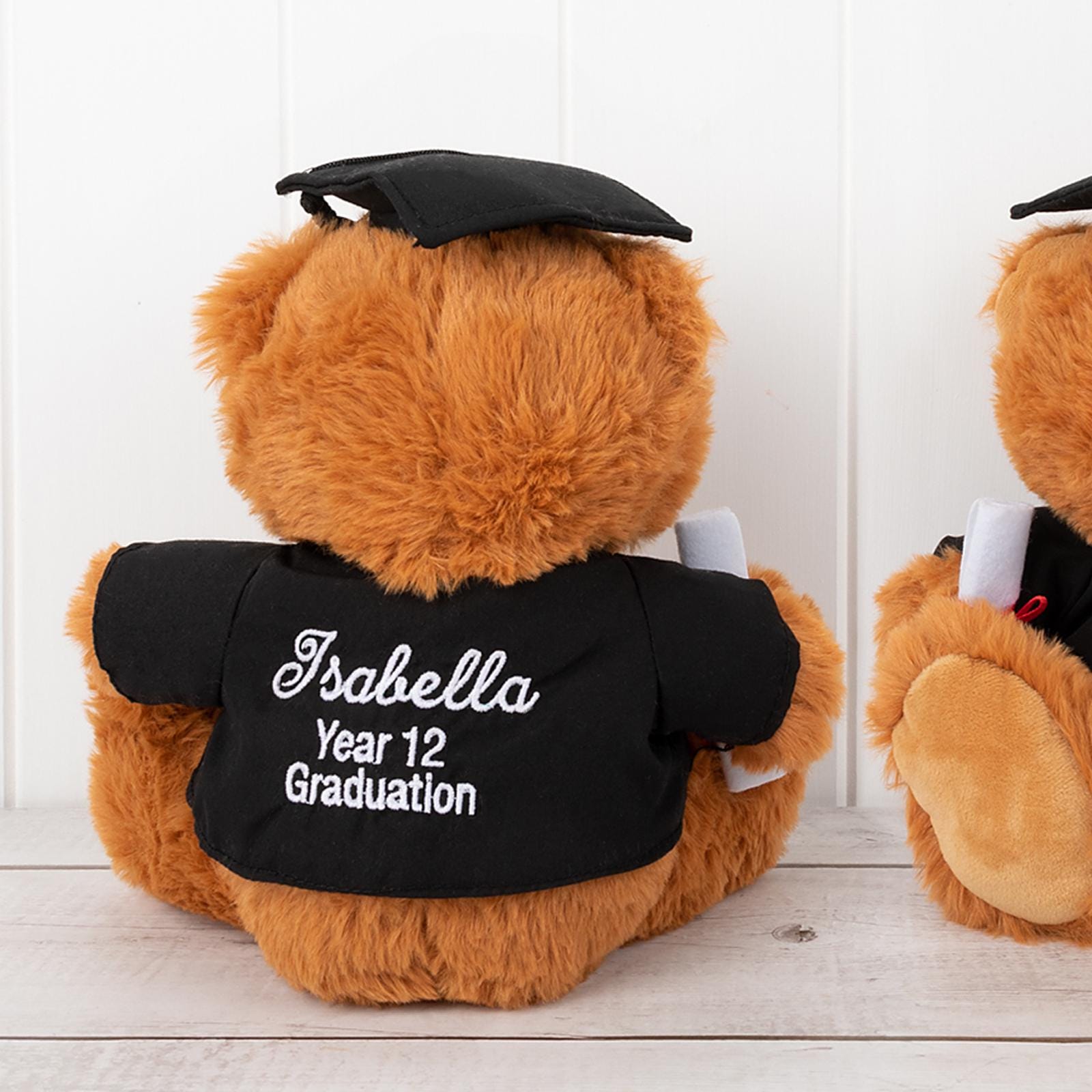 Personalised Graduation Bear With Embroidered Name – Soft Brown