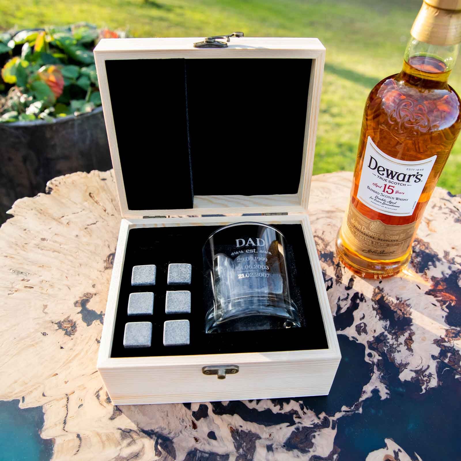 Engraved Father's Day Wooden Gift Boxed Scotch Glass and