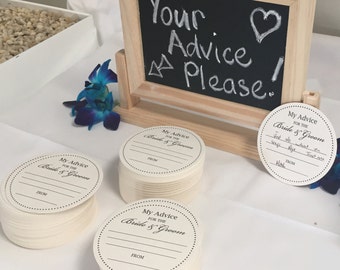 100 x Wedding Advice Coasters - Round Recyclable Bride & Groom Advice Coaster Wedding Reception Decor