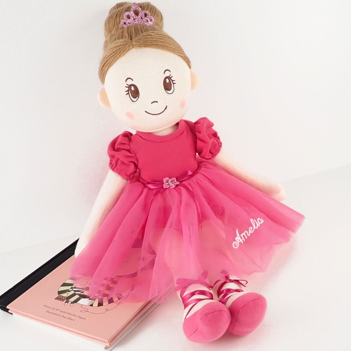 Name Ballerina Doll - Personalised Embroidered Baby Pink Ballerina Doll Child Kids Children Birthday Christmas Christening Baby Shower