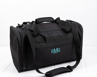 Personalised Sports Bag – Custom Black Duffle with Name or Initials – Embroidered Gym or Travel Bag for Men, Women or Teens
