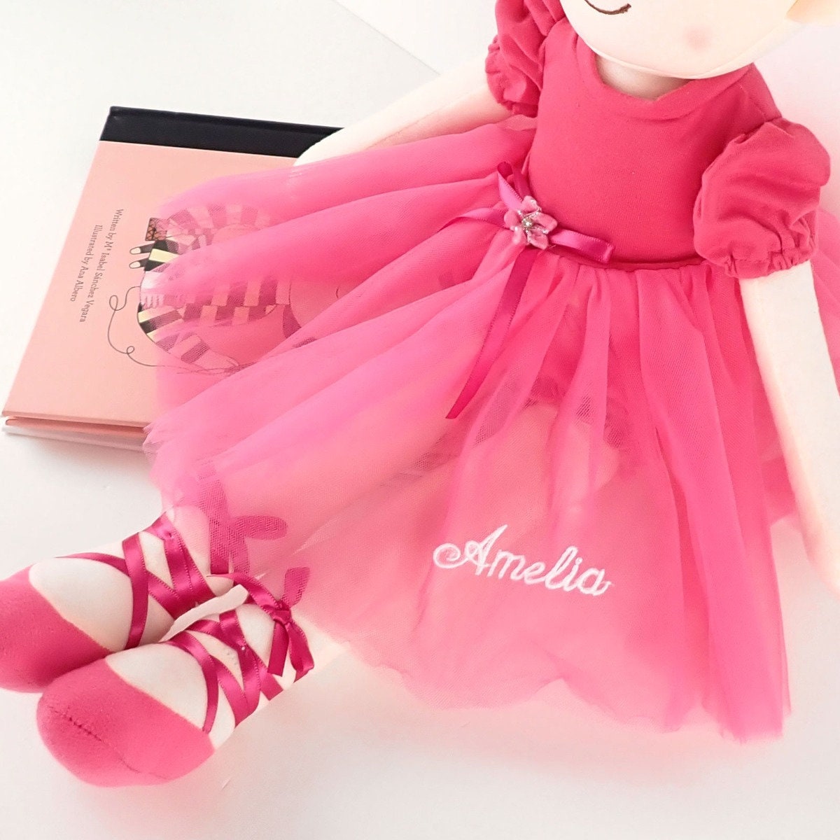 Name Ballerina Doll - Personalised Embroidered Baby Pink Ballerina Doll Child Kids Children Birthday Christmas Christening Baby Shower