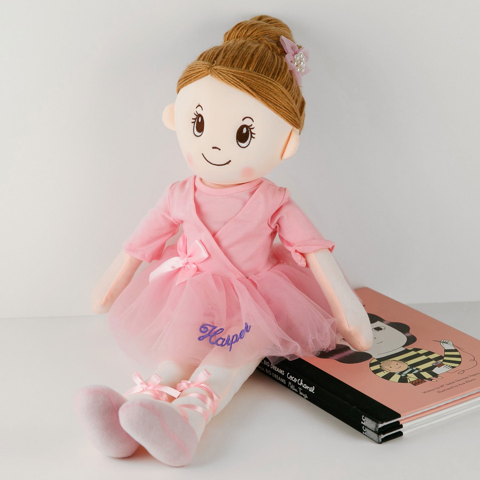 Name Ballerina Doll - Personalised Embroidered Baby Pink Ballerina Doll Child Kids Children Birthday Christmas Christening Baby Shower