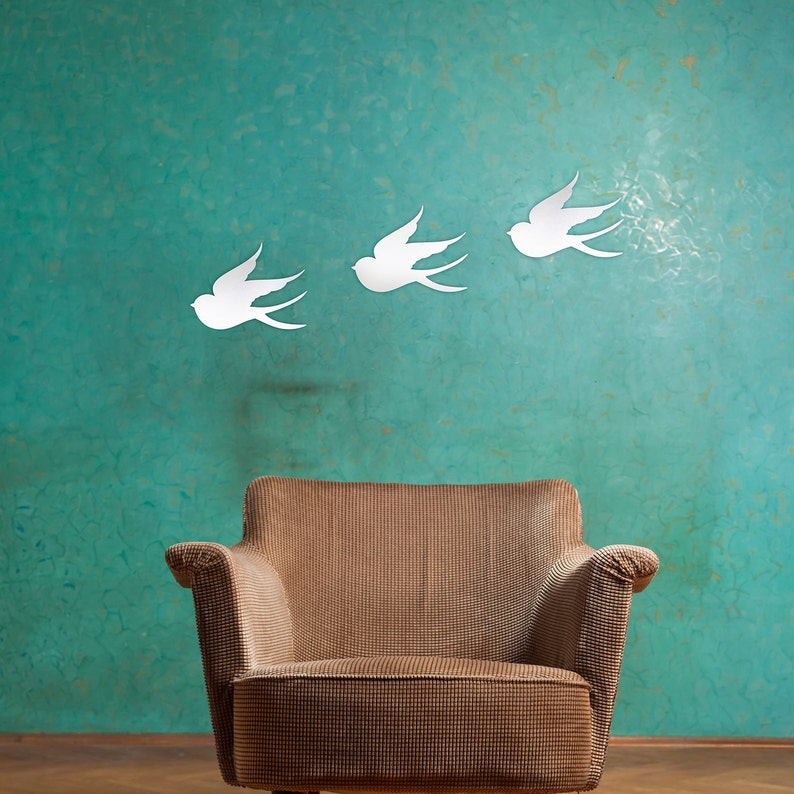 Single Shatterproof Mirrored Bird Wall Mirror Art Decorative Decoration