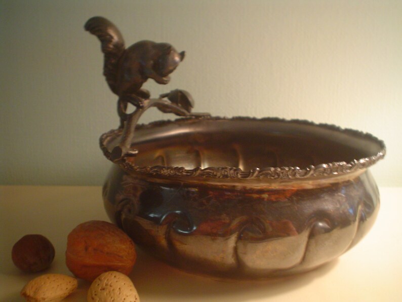 Antique Victorian silverplate squirrel nut bowl Etsy