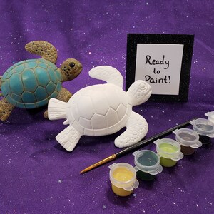 Swimming Turtle Paint Kit - Ceramic Bisque - Ready to Paint Pottery DIY
