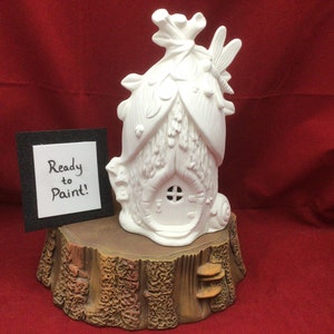 Dragonfly Villa Fairy House Ceramic Bisque - Ready to Paint Pottery DIY