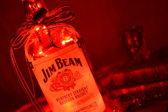 Jim Beam Led Light Up Liquor Bottle Lighted Decorated Bottle Etsy