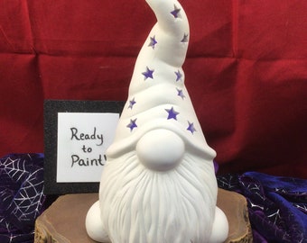Tall Gnome Lantern w/ Tea light  Decorative Ceramic Bisque - Ready to Paint Pottery DIY