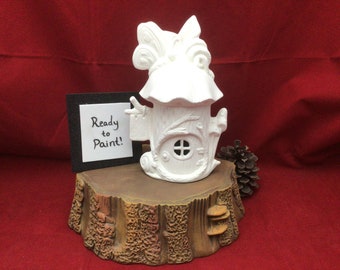 Butterfly Chalet Fairy House Ceramic Bisque - Ready to Paint Pottery DIY