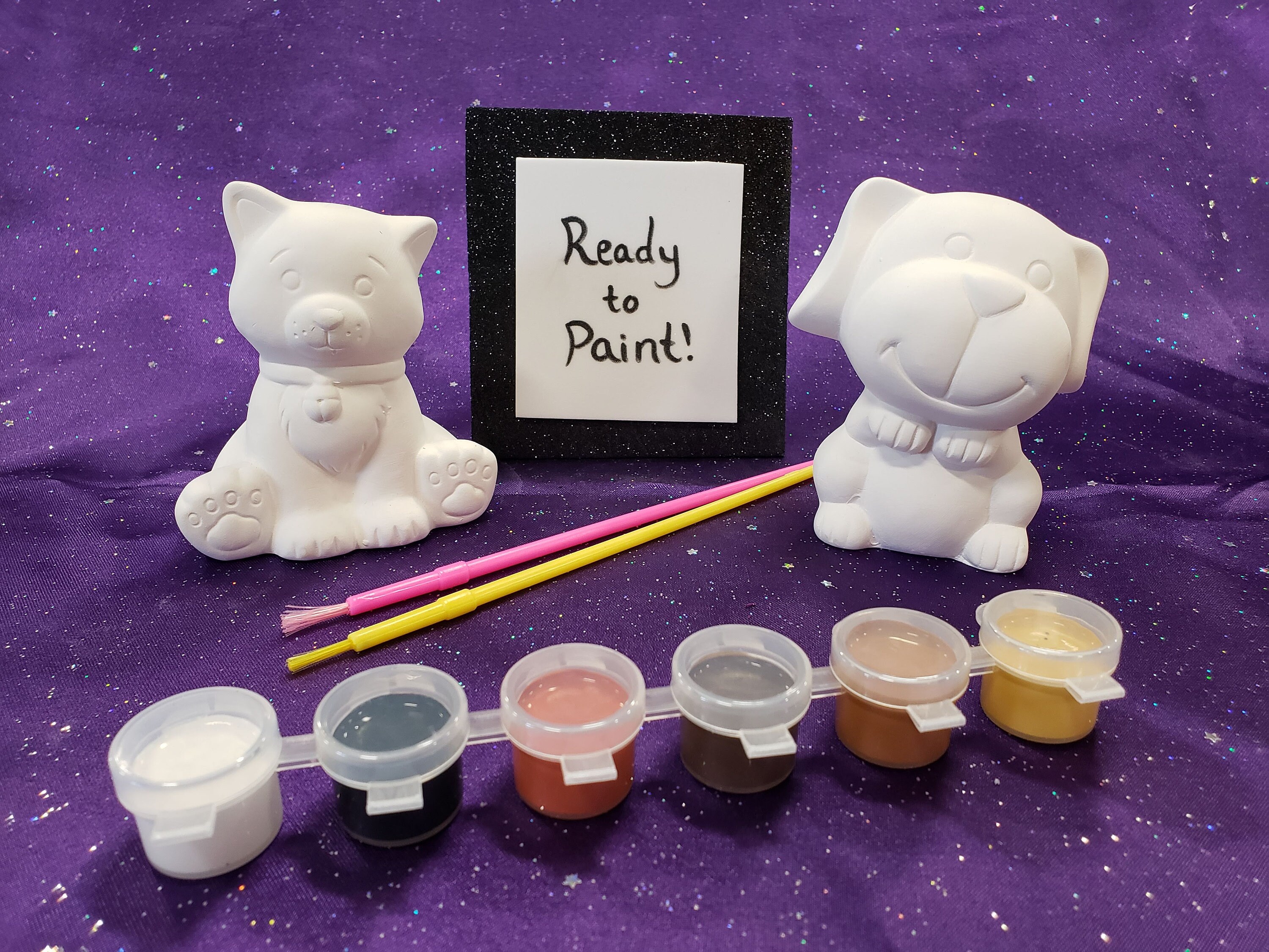 Kitty & Puppy Paint Kit Ceramic Bisque Ready to Paint Etsy