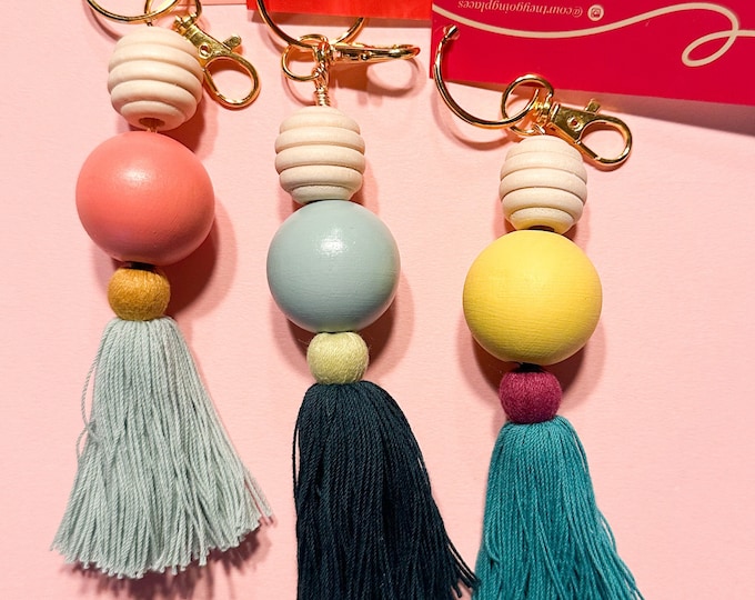 Take Me Places keychain | Handpainted bead keychain + tassel