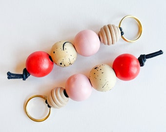 The Taylor keychain | handpainted wooden bead keychain