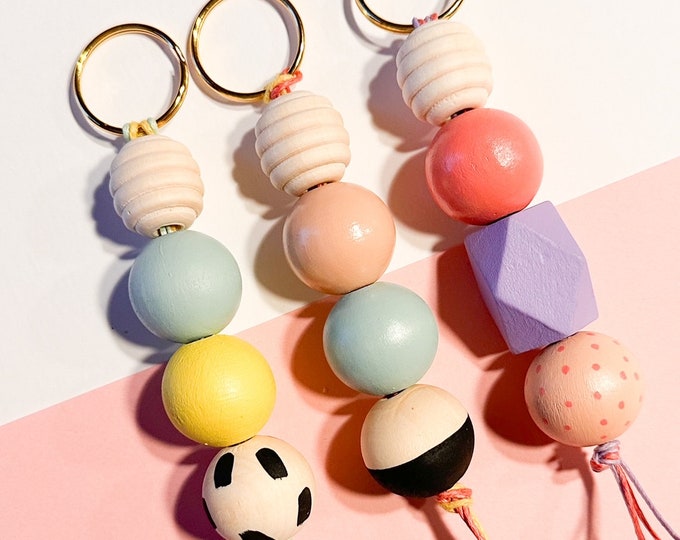 Honeycomb I'm Home keychain | Handpainted bead keychain