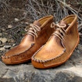 Womens Tan Distressed Batwing with Canoe Sole