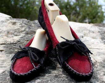 Womens Two Tone Soft Sole Moccasins