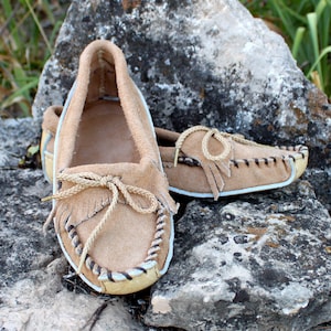 Minnetonka suede moccasin mule with studs best sale