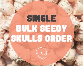 Plantable Paper Skulls Wedding Favors Bulk Order. Wild Flower Seed Bombs Handmade Custom Gift. Goth Wedding. Halloween Bridal Shower.