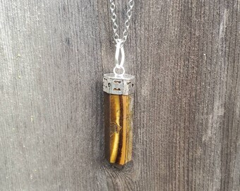 Tigers Eye Necklace | Crystal Necklace | Tigers Eye Point Pendant Necklace | Healing Crystals