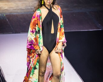 Kimono Robe Swimsuit Cover-up, Beach Cover-ups, Swim Cover-ups || Side-slit || Swimwear, Resortwear, Beachwear, Loungewear || {Kyla Robe}