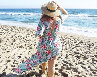 Encubrimiento de traje de baño, Encubrimiento de playa, Encubrimiento de natación // Vestido túnica fruncido fuera del hombro // Trajes de baño, Ropa de playa, Ropa de playa // {Esmeralda}