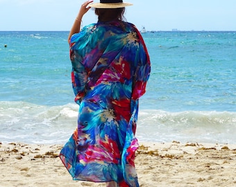 Kimono Robe Swimsuit Cover-up, Beach Cover-ups, Swim Cover-ups || Side-slit || Swimwear, Resortwear, Beachwear, Loungewear || {Kyla Robe}