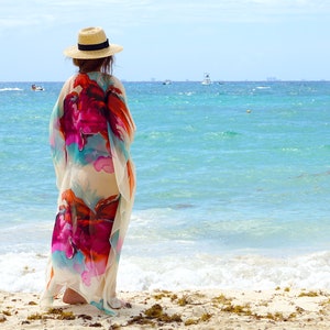 Kimono Robe Swimsuit Cover-up, Beach Cover-ups, Swim Cover-ups Side-slit Swimwear, Resortwear, Beachwear, Loungewear Kyla Robe image 4