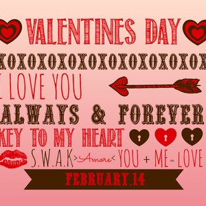 Valentines Day Subway Art 8X10, Digital Art, Word Art, Gift Idea
