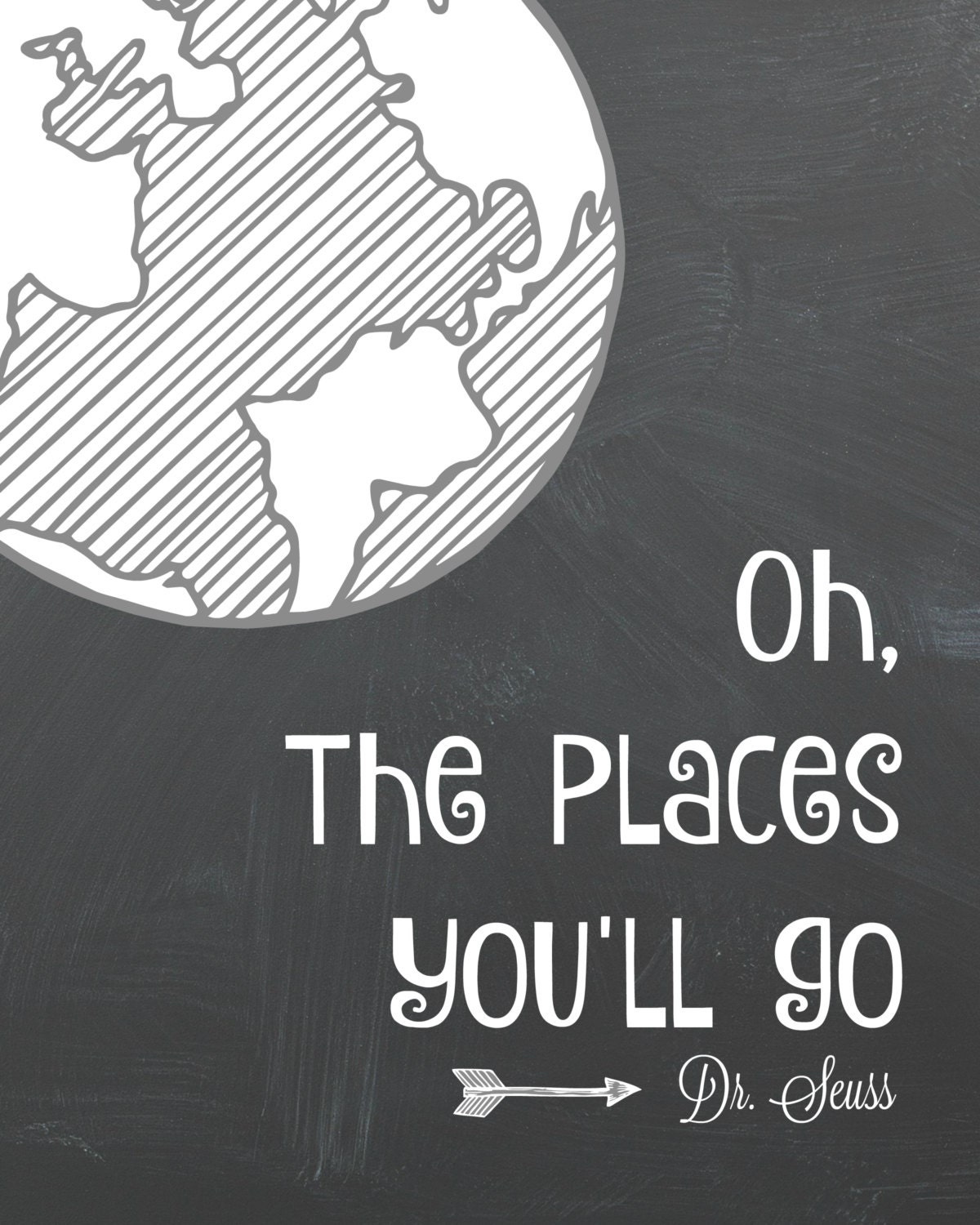 Oh, the Places You'll Go 8x10 Chalkboard Printable,digital Art, Word Art,  Gift Idea - Etsy, image size:1200x1500