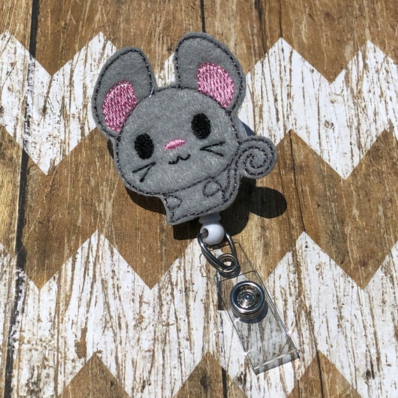Mouse Badge Reel, Badge Clip, Retractable Name Badge, ID Holder, Teacher ID  Clip, Badge Pull