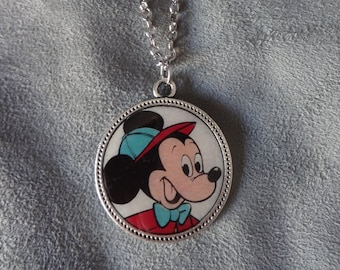 Rare Vintage 1960's Mickey Mouse "Educational Card Game" Pendant with Chain