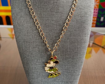 RARE Vintage Large Minnie Mouse Pendant on 30" Necklace