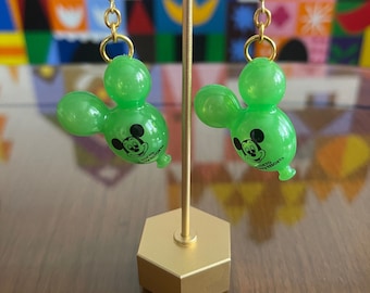 Green Mickey Balloon Earrings