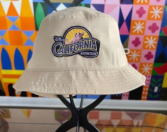 Khaki Bucket Hat with RARE Vintage Disney&#39;s California Adventure Patch