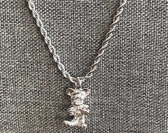 Vintage Mickey Mouse Charm on Stainless Steel 18" Rope Link Chain Necklace