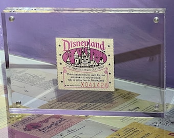 Framed Authentic Vintage Disneyland Castle Coupon from June of 1978