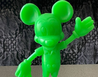 1970's Vintage Plastic Louis Marx Green Mickey Mouse Figurine #1