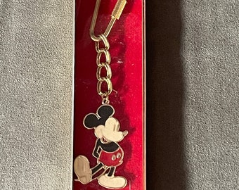 Enamel Mickey Mouse New Disneyland Old Stock in Original Packaging Vintage Disney Keychain