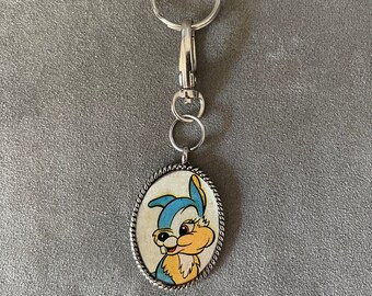 SLIGHTLY FLAWED/DISCOUNTED Miss Bunny Keychain Made from 1946 Playing Card