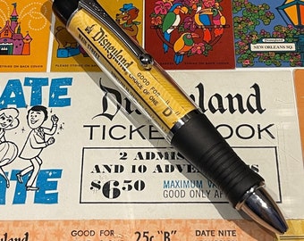 Stylo à bille fabriqué avec un authentique billet vintage Disneyland D