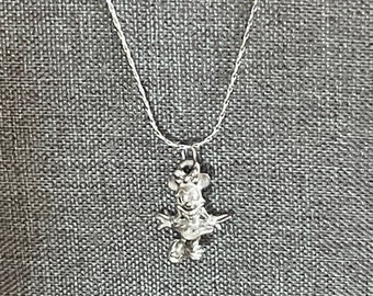 Vintage Minnie Mouse Charm on 18" Stainless Steel Snake Chain