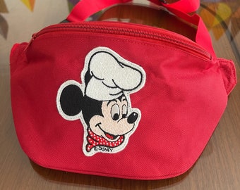 Red Fanny Pack with RARE Original Vintage Chef Mickey Mouse Patch