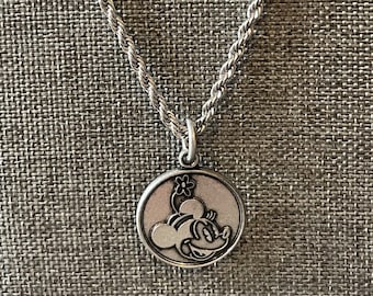 Minnie Mouse Charm on 18" Stainless Steel Rope Link Chain Necklace